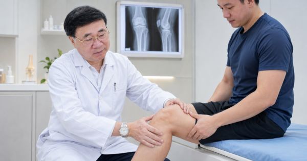 Bác sĩ Phan Đình Long nắn chỉnh xương khớp cho bệnh nhân