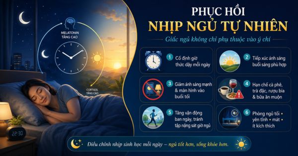 khôi phục nhịp sinh học tự nhiên hỗ trợ phục hồi giấc ngủ sinh học