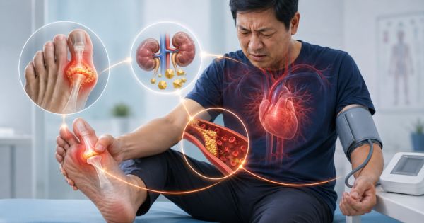Gout và huyết áp cao có mối liên hệ qua acid uric và chức năng thận