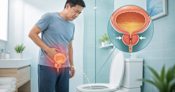 Tia tiểu ngắt quãng - hình ảnh minh họa dòng nước tiểu yếu và bị gián đoạn