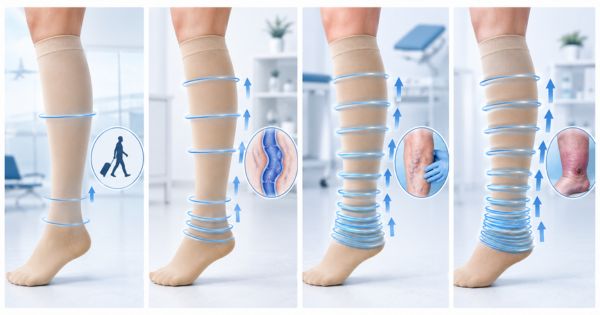 Hình ảnh mô phỏng các loại tất y khoa áp lực