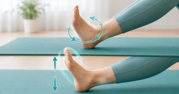 Động tác xoay khớp cổ chân giúp cơ cẳng chân đẩy máu từ chân về tim