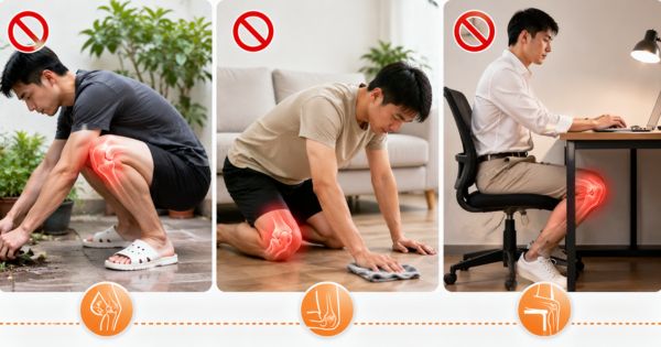 Không ngồi xổm quỳ lâu gập gối quá lâu khi bị đau gối