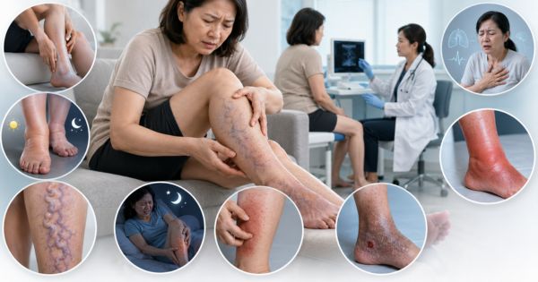 Hình ảnh mô phỏng các dấu hiệu cần đi khám suy giãn tĩnh mạch