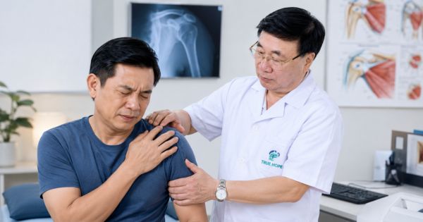 BSCKI Phan Đình Long khám khớp vai cho bệnh nhân tại Phòng khám True Hope Hà Nội
