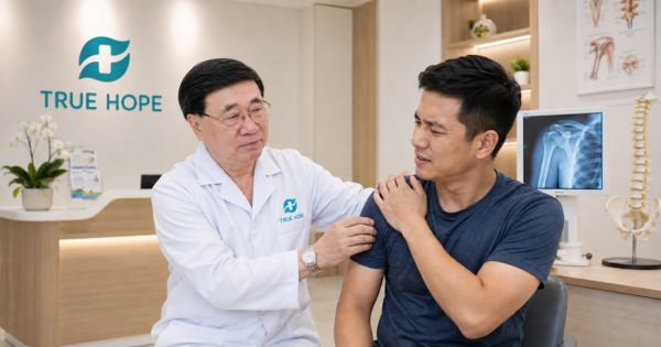 BSCKI Phan Đình Long khám đau vai cho bệnh nhân tại Phòng khám Đa khoa Quốc tế True Hope