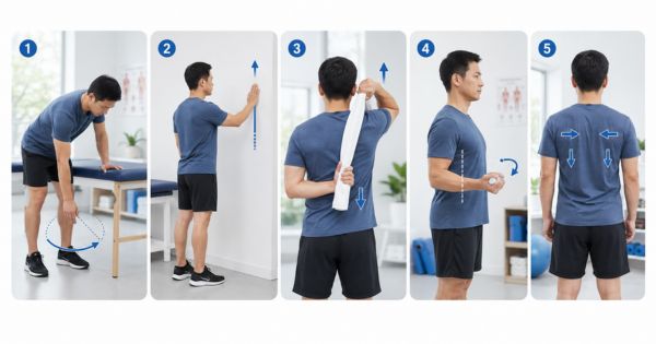 Bài tập phục hồi con lắc bò tường kéo giãn vai cho người đông cứng khớp vai