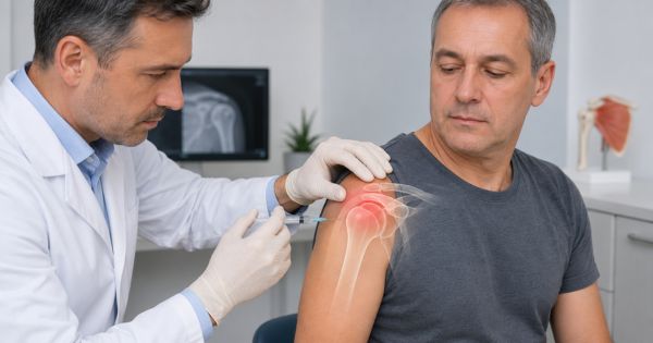 Tiêm nội khớp vai giảm đau và viêm trong điều trị khớp vai bị hạn chế