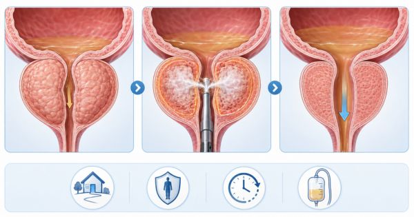 Điều trị phì đại tuyến tiền liệt bằng hơi nước giúp thu nhỏ mô phì đại và mở rộng đường tiểu