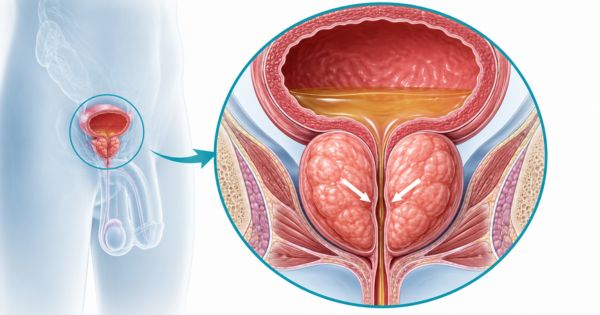 Phì đại tuyến tiền liệt chèn ép niệu đạo và cản trở dòng tiểu