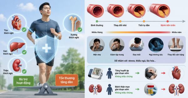 Minh họa bệnh lý âm thầm tiến triển dù cơ thể chưa xuất hiện triệu chứng rõ ràng