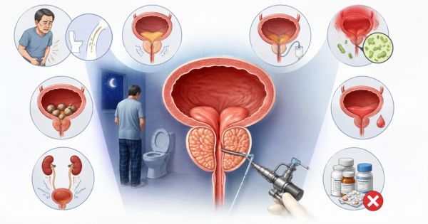 Mô phỏng các dấu hiệu có thể được chỉ định mổ TURP như tiểu rắt, tiểu đêm, bí tiểu, nhiễm trùng, sỏi bàng quang và điều trị thuốc không hiệu quả