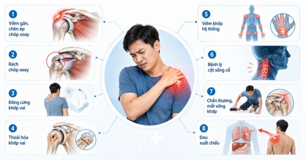 Nguyên nhân thường gặp gây đau vai kéo dài từ viêm gân đến cột sống cổ