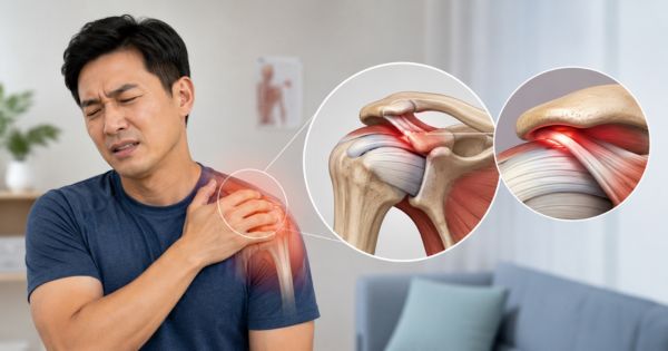 Viêm gân chèn ép chóp xoay gây đau vai khi giơ tay và đau về đêm