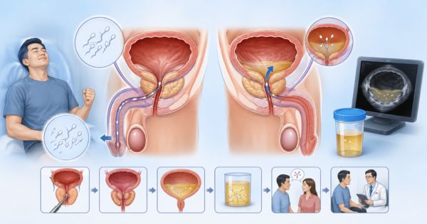 Mô phỏng xuất tinh ngược dòng sau mổ TURP, khi tinh dịch đi vào bàng quang