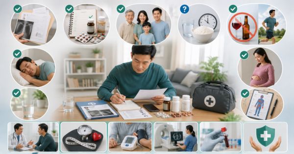 Chuẩn bị hồ sơ, thuốc đang dùng, ngủ đủ và ghi nhớ triệu chứng trước khi khám tổng quát