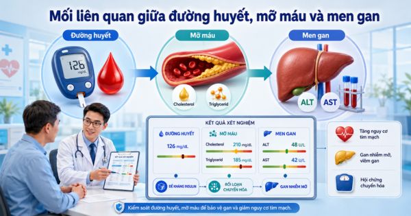 Mối liên quan giữa đường huyết, mỡ máu và men gan