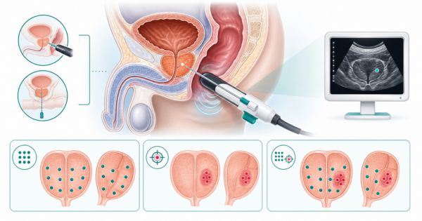 Đưa đầu dò siêu âm và lấy mẫu - Quy trình sinh thiết tuyến tiền liệt
