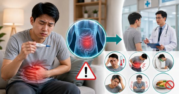 Sốt kèm đau bụng cần đi khám sớm