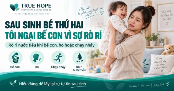 Nước tiểu rò ra khi bế con, ho hoặc chạy nhảy ở phụ nữ sau sinh