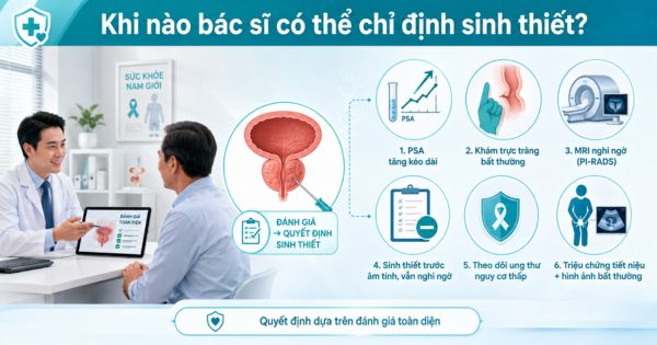 Các trường hợp có thể chỉ định sinh thiết tuyến tiền liệt.