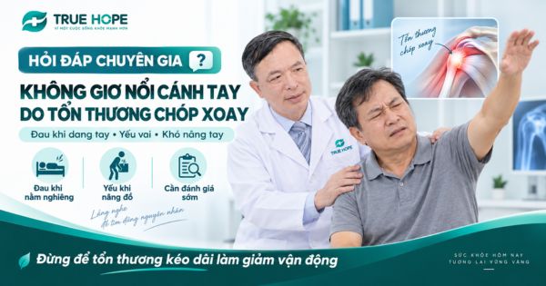 Không giơ nổi cánh tay do tổn thương chóp xoay khớp vai