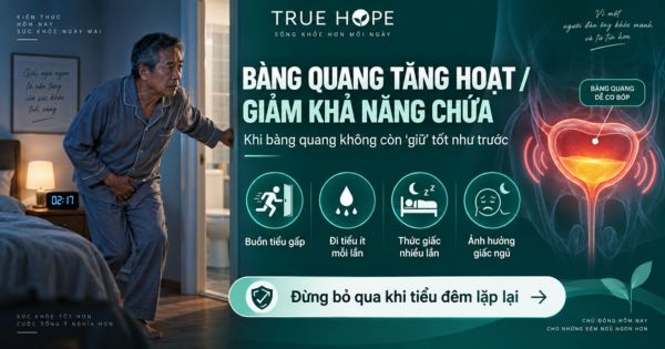 Bàng quang tăng hoạt hoặc giảm khả năng chứa nước tiểu gây tiểu đêm ở đàn ông có tuổi