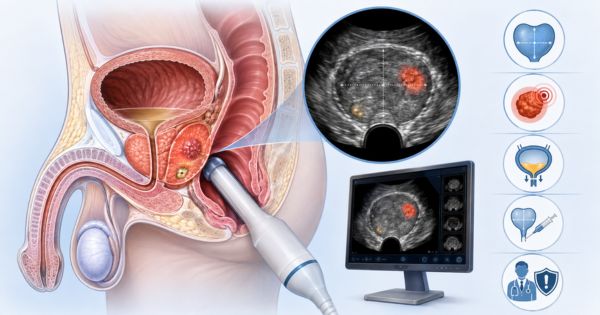 Siêu âm qua trực tràng giúp đánh giá tuyến tiền liệt to, phát hiện vùng phát triển bất thường và hỗ trợ tìm nguyên nhân của triệu chứng tiểu khó