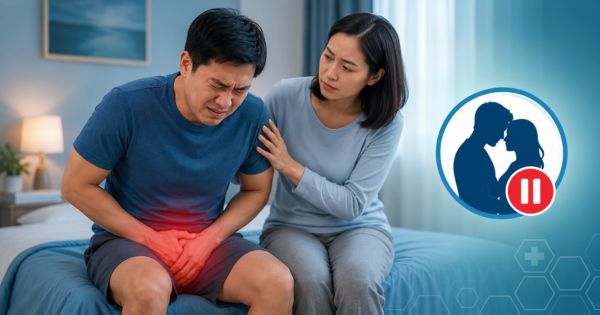Đau nhiều khi xuất tinh cần tạm kiêng quan hệ