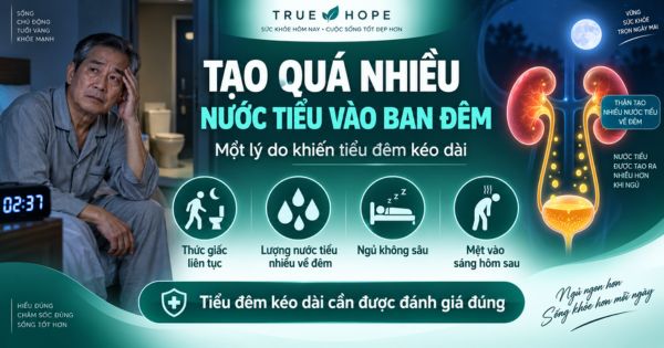 Cơ thể tạo quá nhiều nước tiểu vào ban đêm gây tiểu đêm ở đàn ông có tuổi