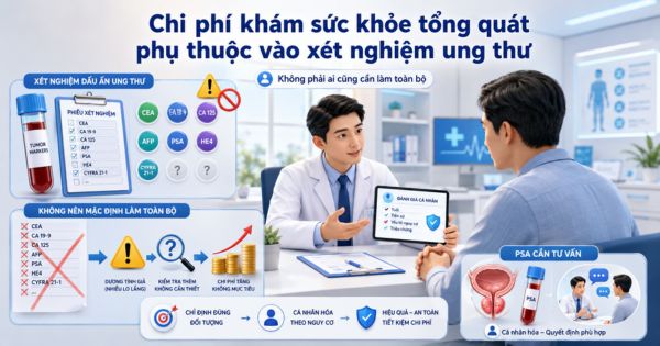 Chi phí khám sức khỏe tổng quát phụ thuộc vào xét nghiệm ung thư