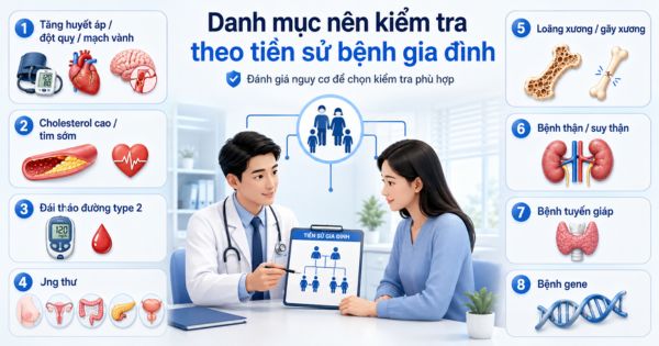 Danh mục nên kiểm tra theo tiền sử bệnh gia đình