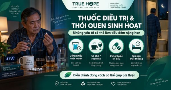 Thuốc điều trị và thói quen sinh hoạt chưa tốt gây tiểu đêm ở đàn ông có tuổi