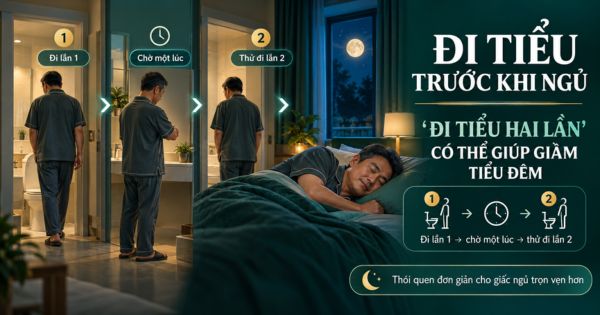 Đi tiểu trước khi ngủ và có thể áp dụng “đi tiểu hai lần” để giảm tiểu đêm